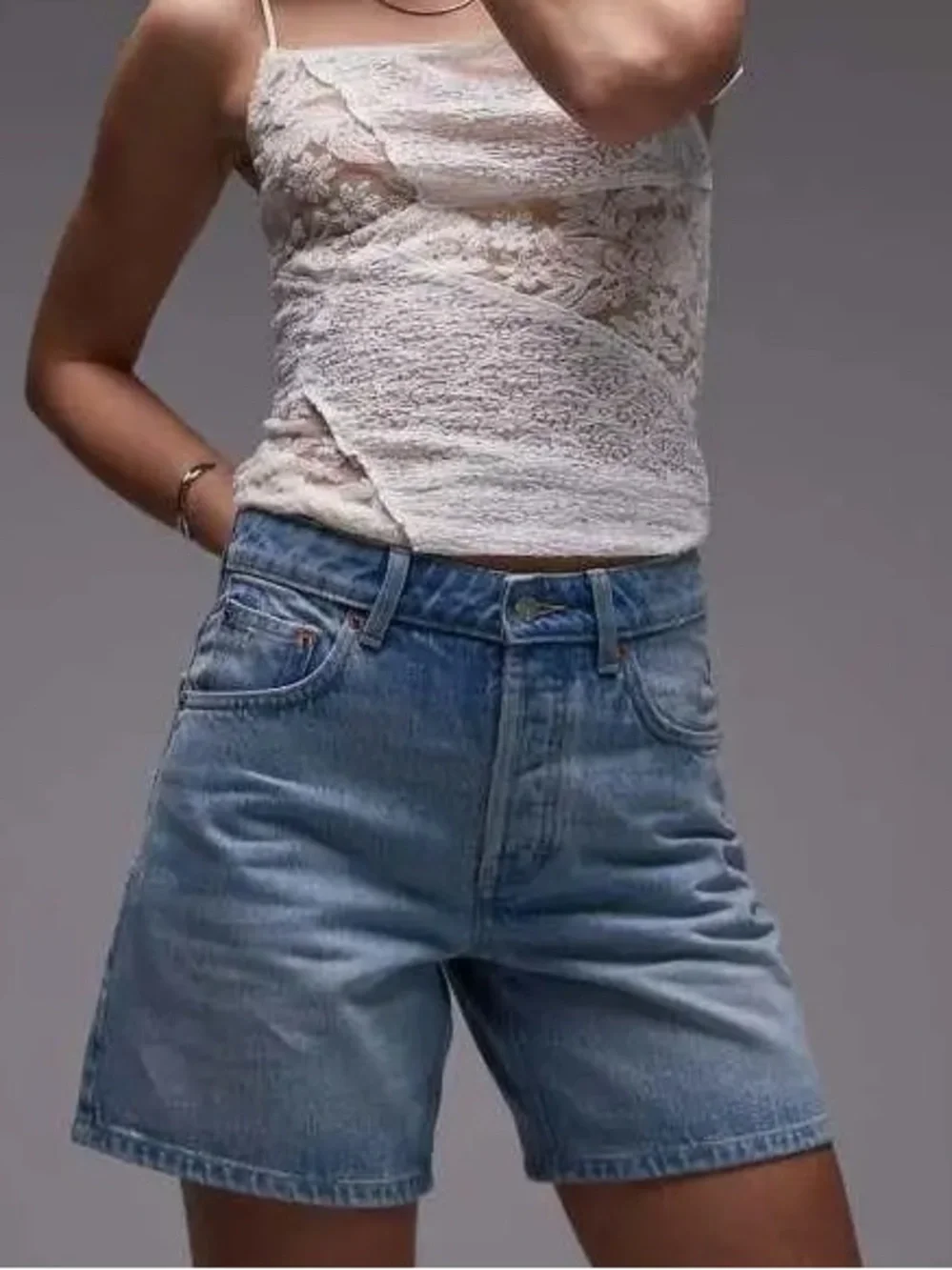 Topshop Editor Light Blue Denim Shorts